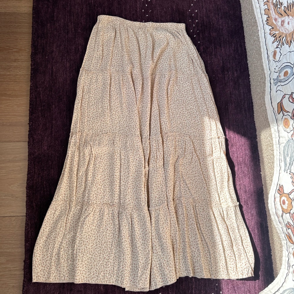 Brandy Melville Floral Cream Maxi Skirt